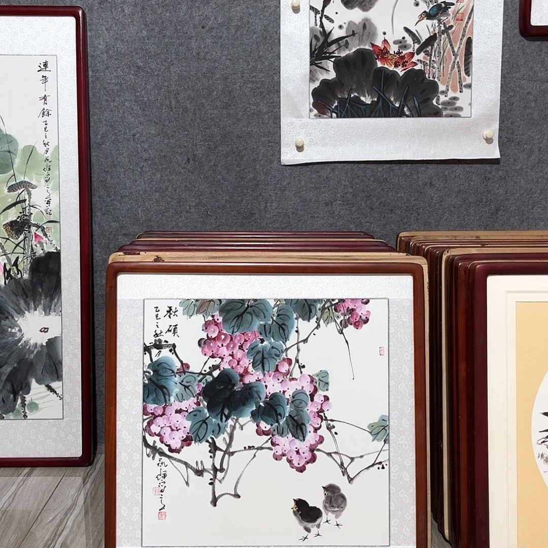 国画书画作品带框63×63