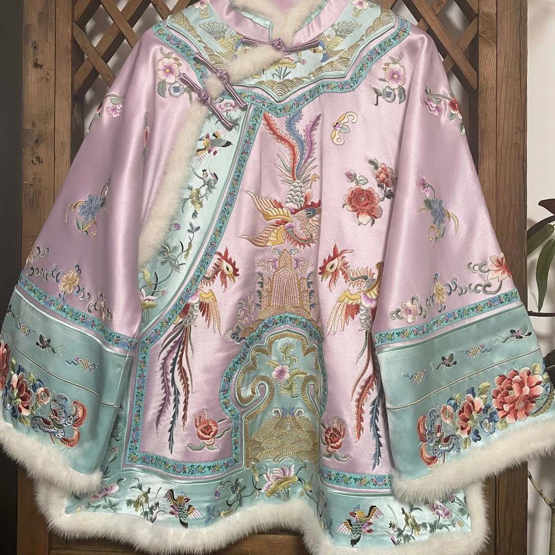 瑜玥传琦新款凤舞九天醋酸重工刺绣绣花民族风复古新中式网红