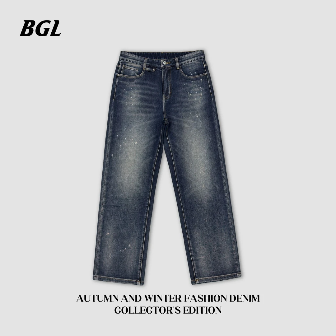 BGL【繁星】秋冬加绒款中腰直筒冬季面料牛仔裤