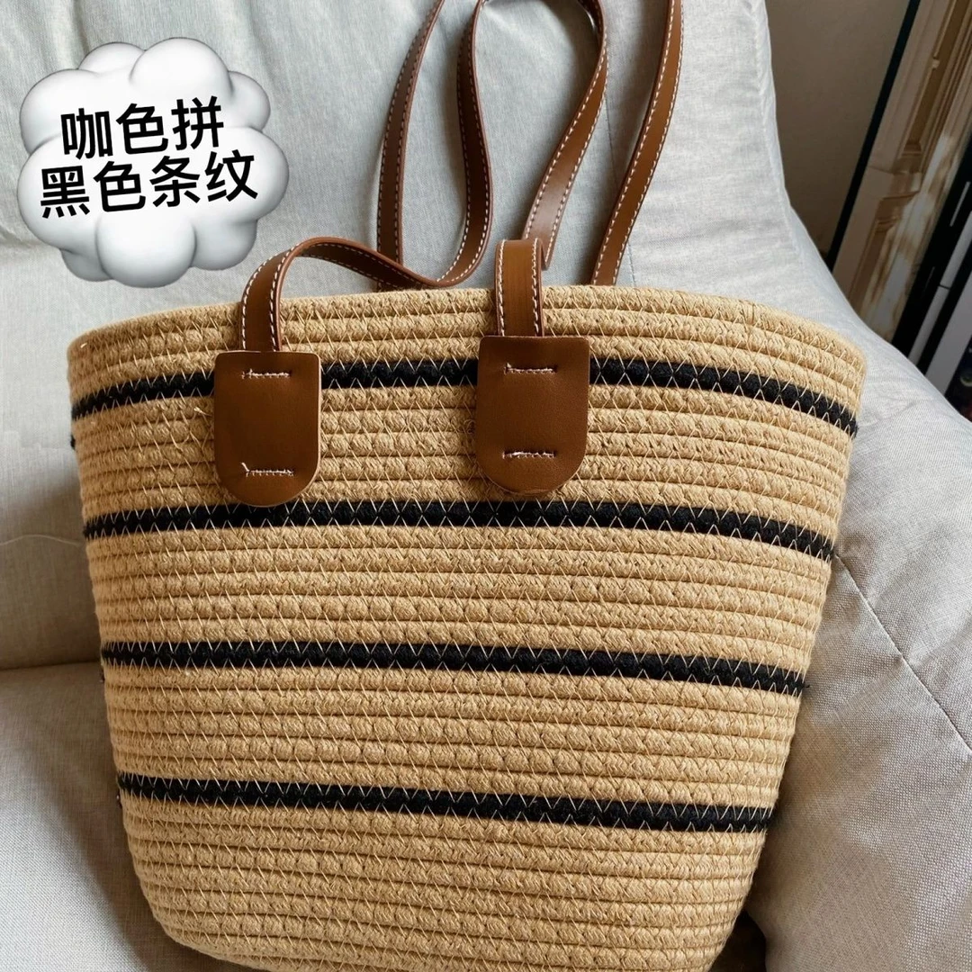 夏天编织草编夏季新款通勤大容量度假单肩百搭时尚沙滩托特包包yw