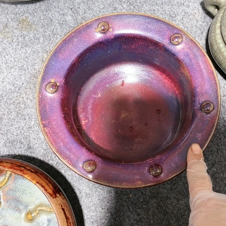 瓦当摆件摆件茶桌茶桌摆黄*紫