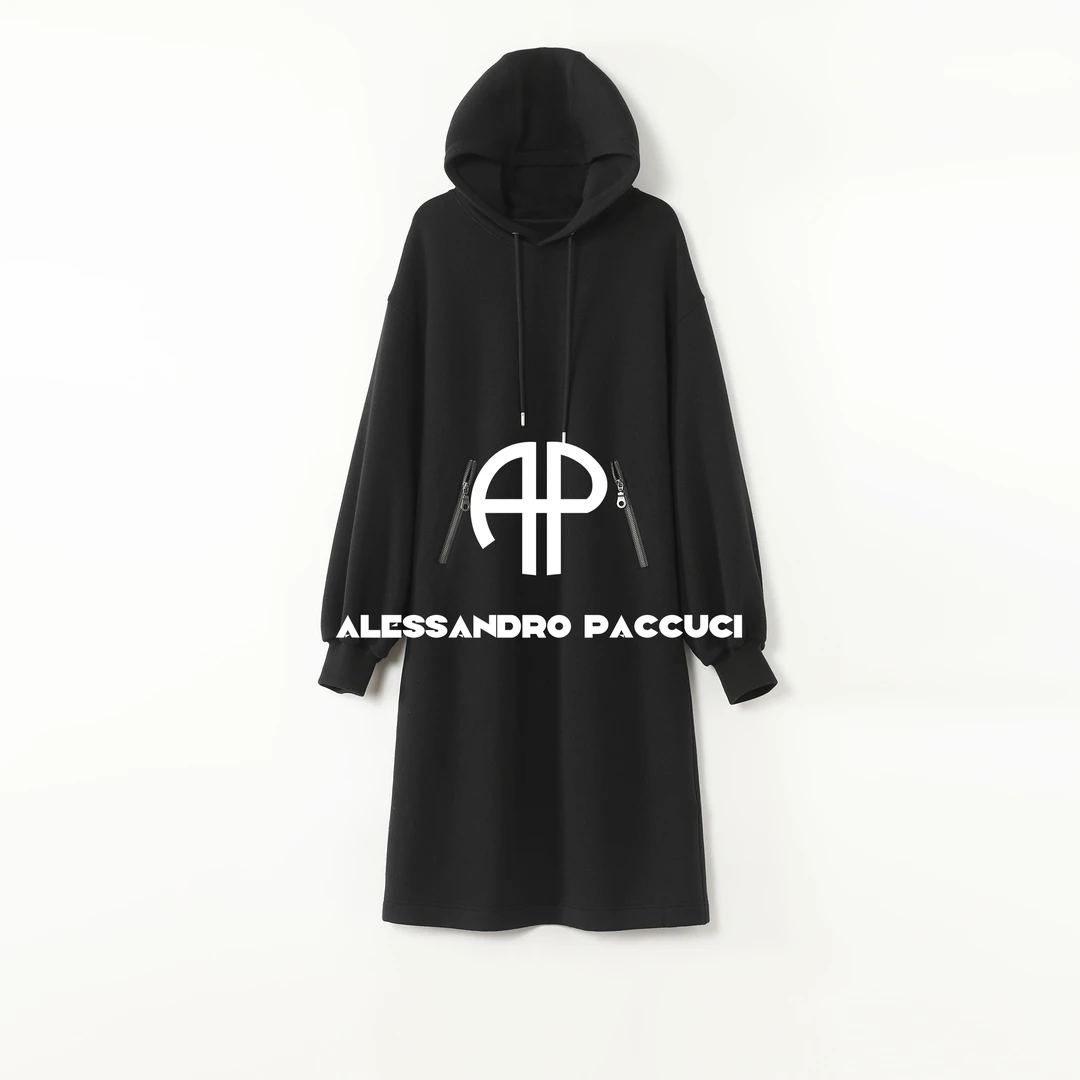 AP洛哥53173TW【空气卫衣裙】羊毛+棉起绒连帽抽绳时尚休闲卫衣裙