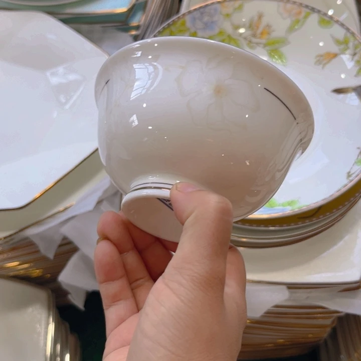瓷片秒金高脚碗十个微瑕4.5寸