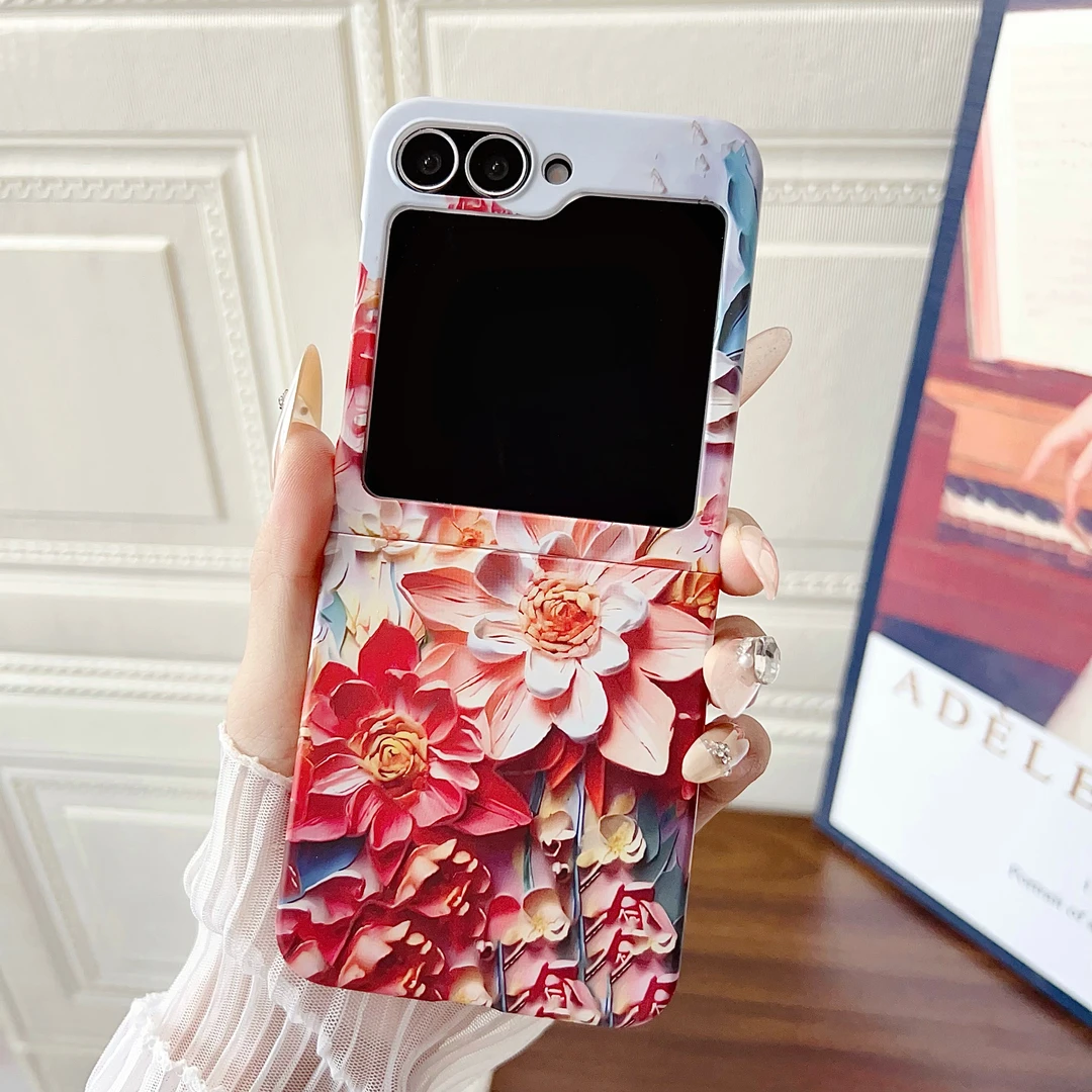 浮雕水墨适用三星zflip6手机壳新款水彩印花zflip5全包防摔zflip4