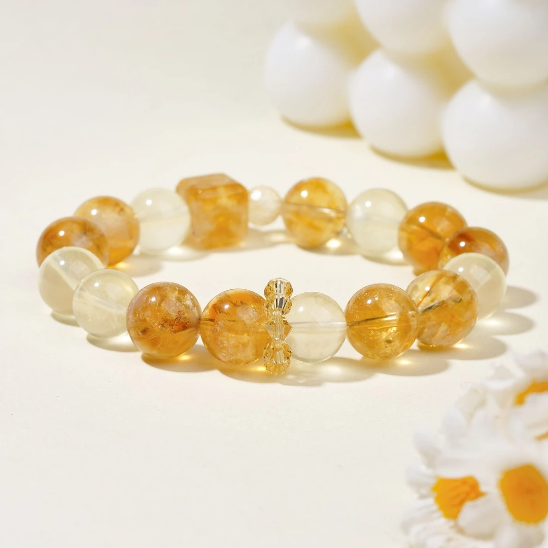 【钱途无量】天然黄水晶黄塔晶搭配金葡萄石设计款简约 XX203099