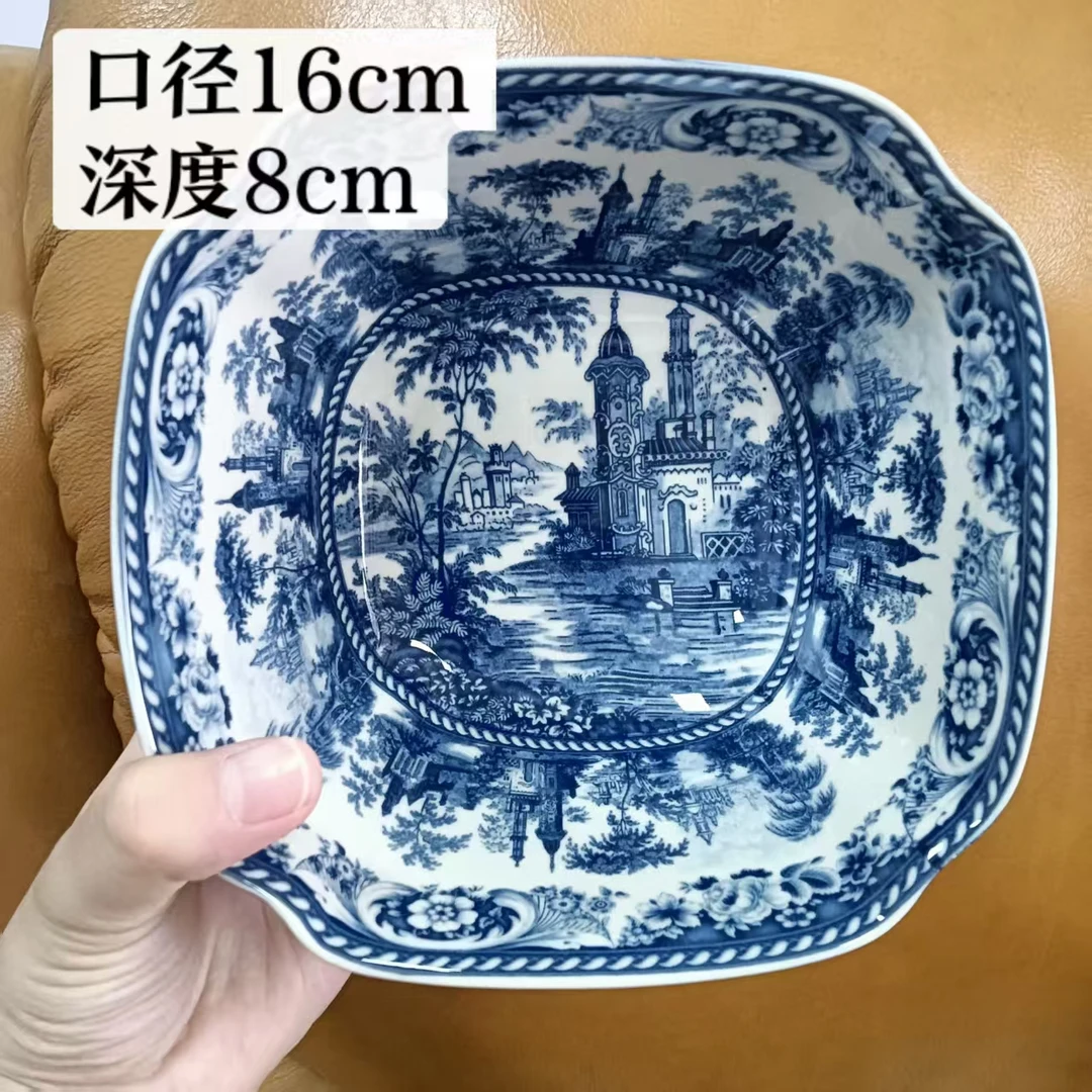 欧洲名画 蓝色城堡 方 碗