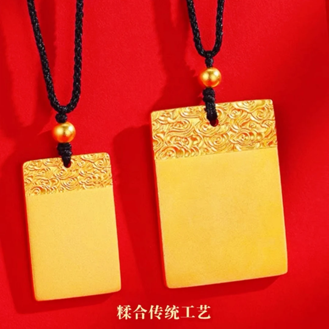 合金项链 合金时尚饰品越南时尚饰品祥云无事牌情侣项链挂绳镀金