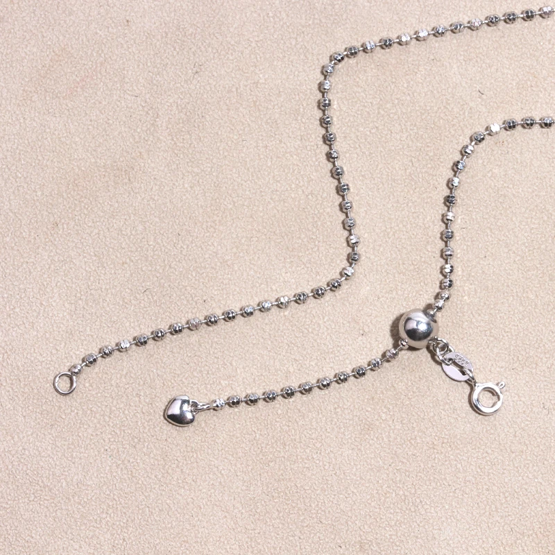 链子925银 925纯银车花珠项链女 多尺寸可调节 百搭小众亮珠