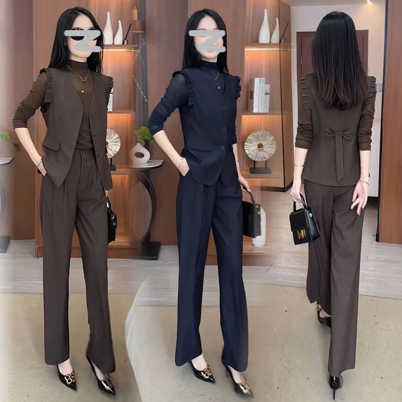 【有运费险】时尚通勤西装马甲套装女2025秋季新款职业休闲三件套