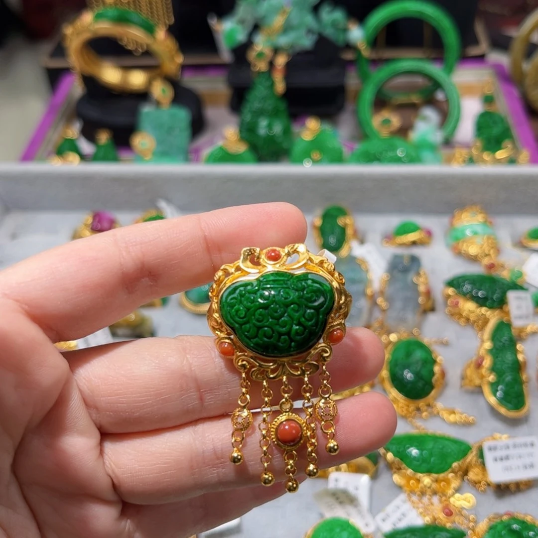 【闪购商品】翡翠戒指银S925镀金镶嵌 福利