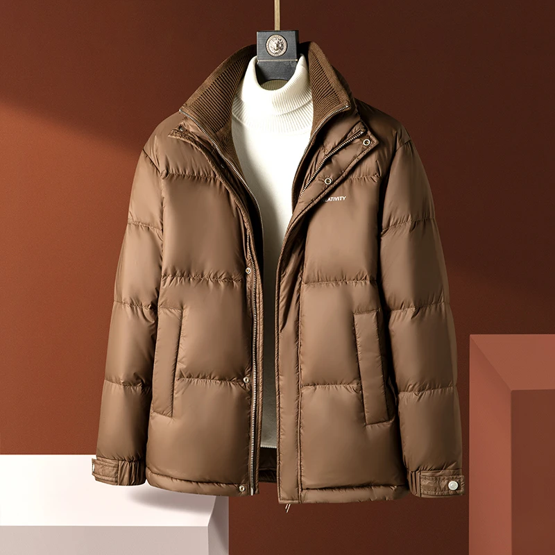 ONTERNATIN可脱卸领90%白鸭绒子羽绒服外套男秋冬季加厚短款夹克