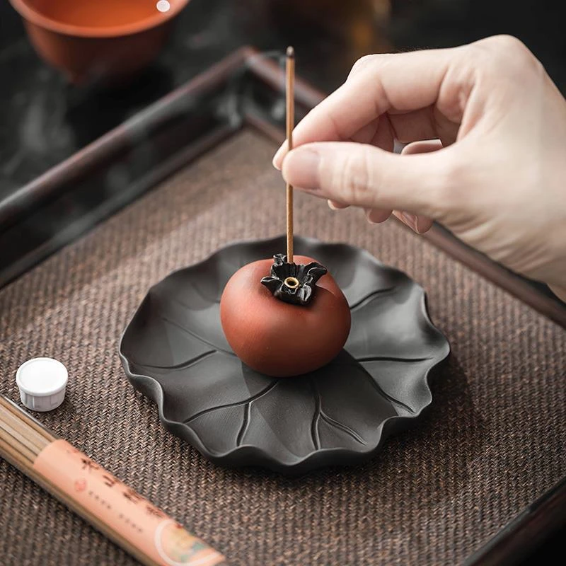 小柿子线香香插香炉家用室内沉香陶瓷檀香熏香炉茶道香道香座创意