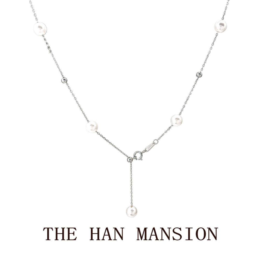 坠链均925银仿珍珠 满天星珠珠项链爆款轻奢小众高级感锁骨链颈链