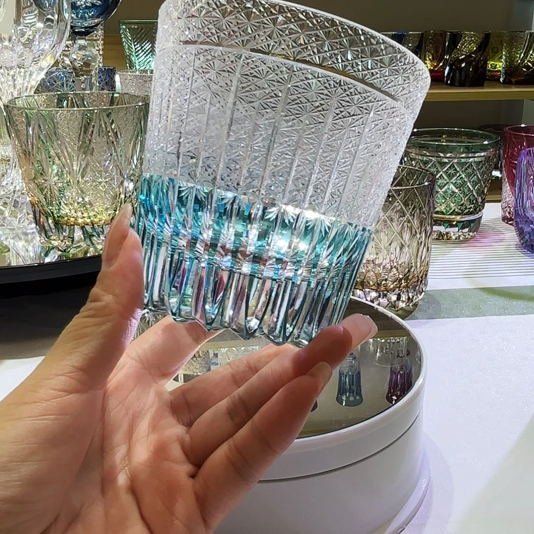 吸管款水晶玻璃蓝色