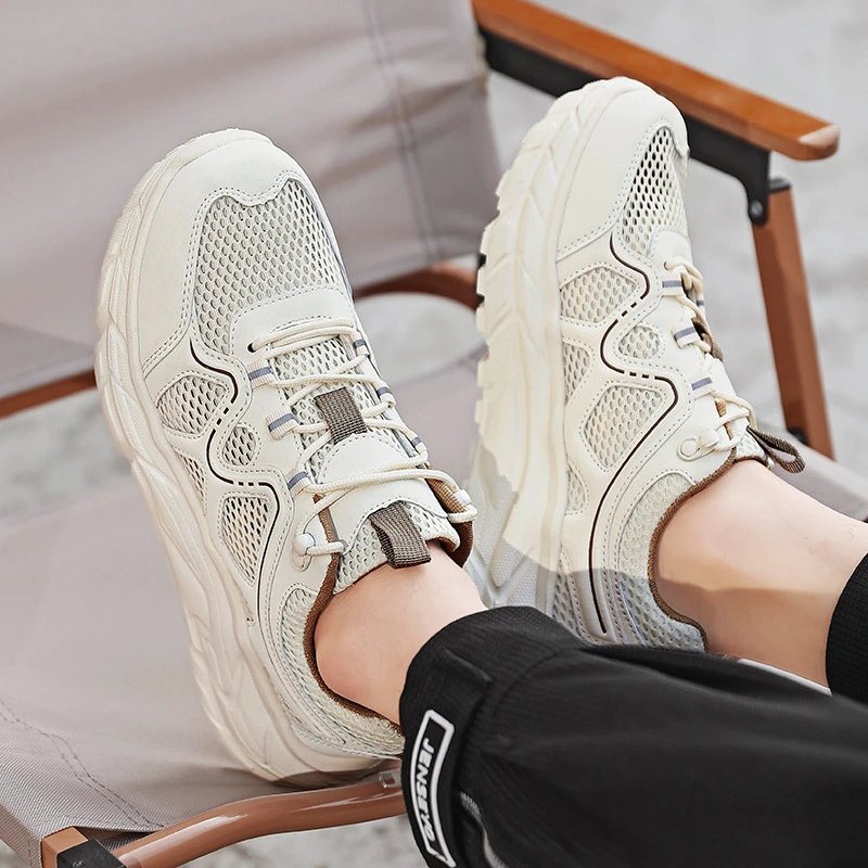 男士网鞋夏季新款轻便透气镂空网面鞋薄款运动跑步厚底男鞋