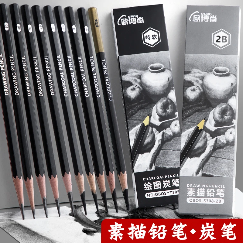 素描铅笔美术生专用2b4b6b8b软中硬炭笔速写绘画工具初学者套装