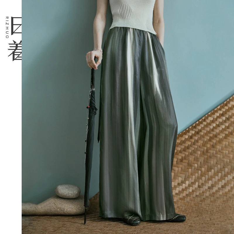 【商场同款新品】日着原创2025年春季铜氨丝印花宽松阔腿裤RD1251K0