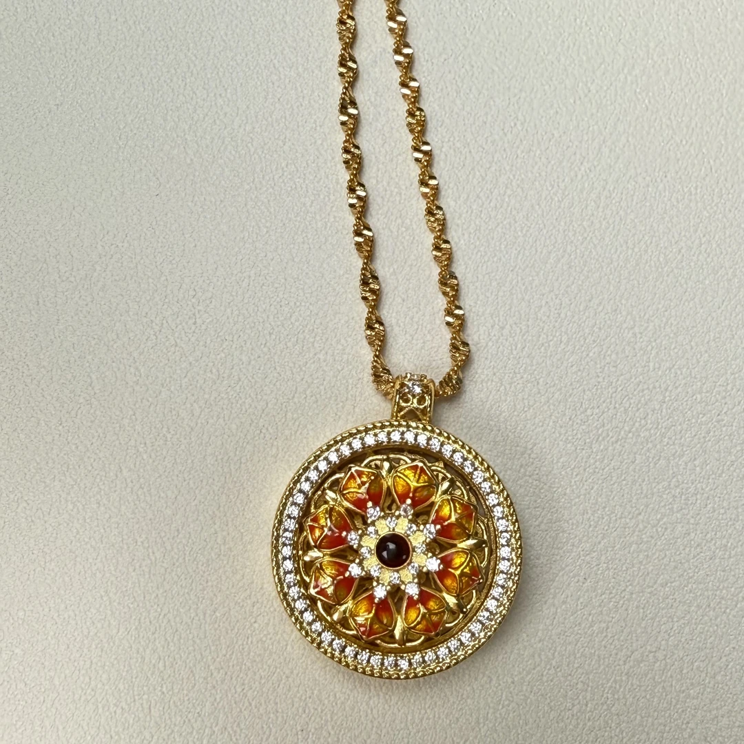 J0053泛琅太阳花精品项链