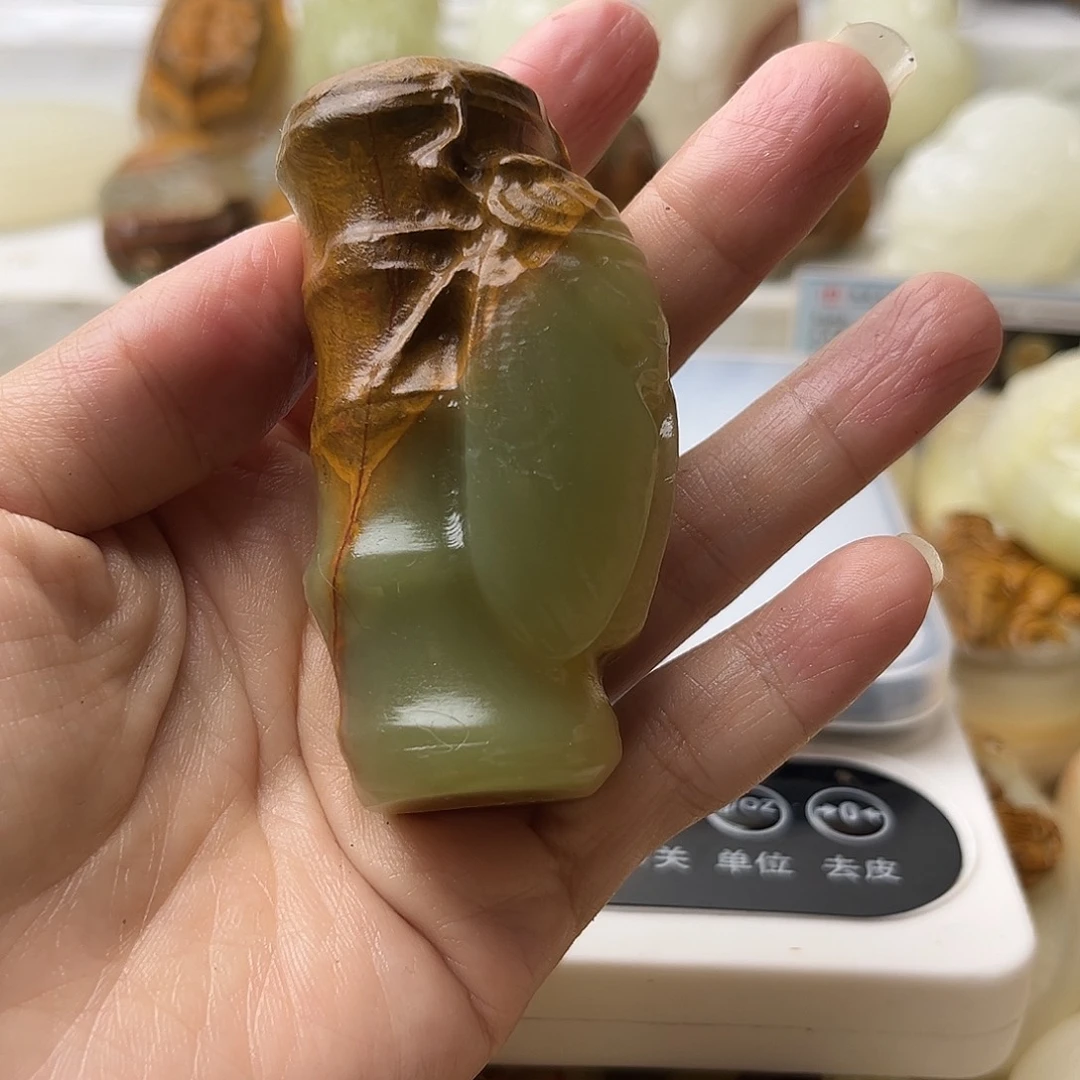 石材方解石手把摆件不退换蝉