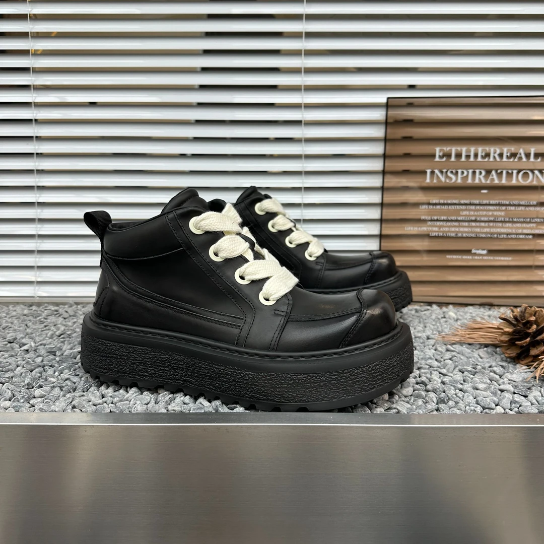加绒新款男士马丁靴厚底增高鞋时尚百搭休闲风鞋时尚英伦风高帮鞋