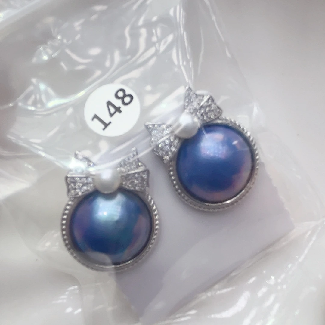 T****耳饰拼合珍珠（马贝珠）银S925镶嵌