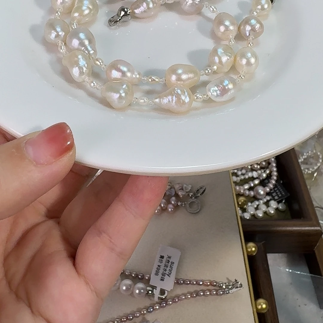 微***微银S925镶嵌手绳淡水珍珠