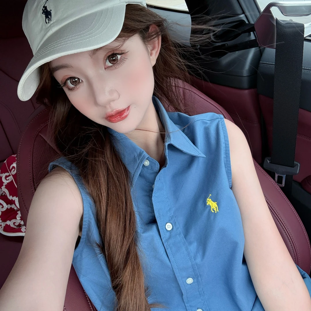 【容姨】春夏时尚百搭无袖刺绣翻领背心衬衣休闲松弛慵懒简约老钱