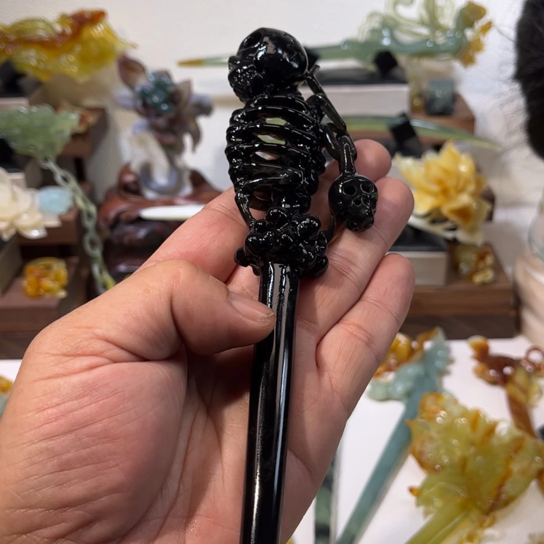 蛇纹石玉发簪合金就*灵