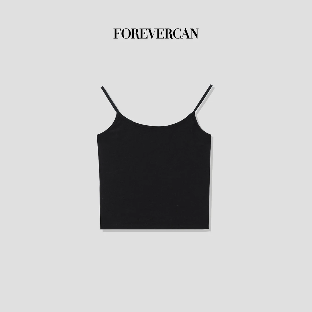 FOREVERCAN“自定义”基础款极简百搭纯黑吊带背心上衣 MY4380B