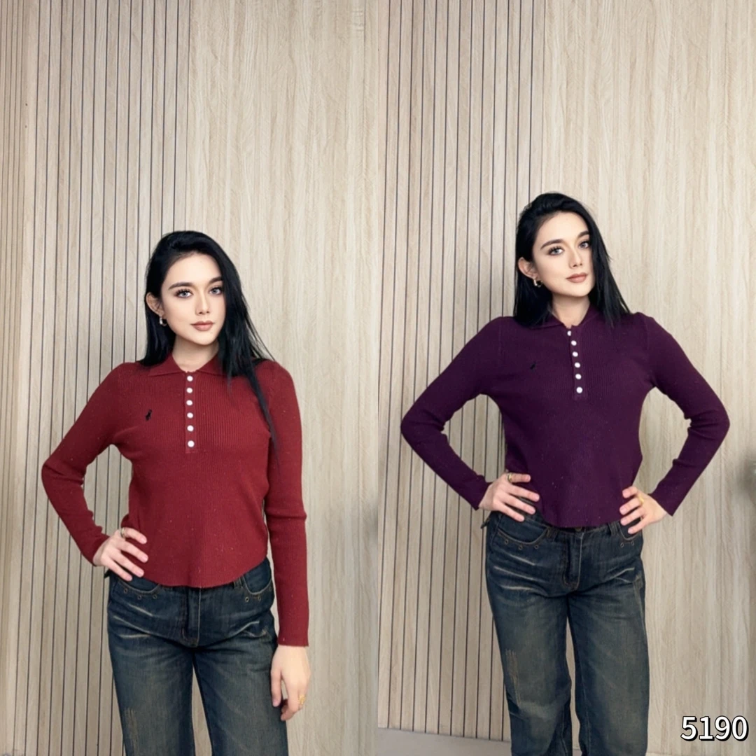 翻领小马刺绣毛衣刺绣正肩袖时尚翻领毛衣百搭YF5190