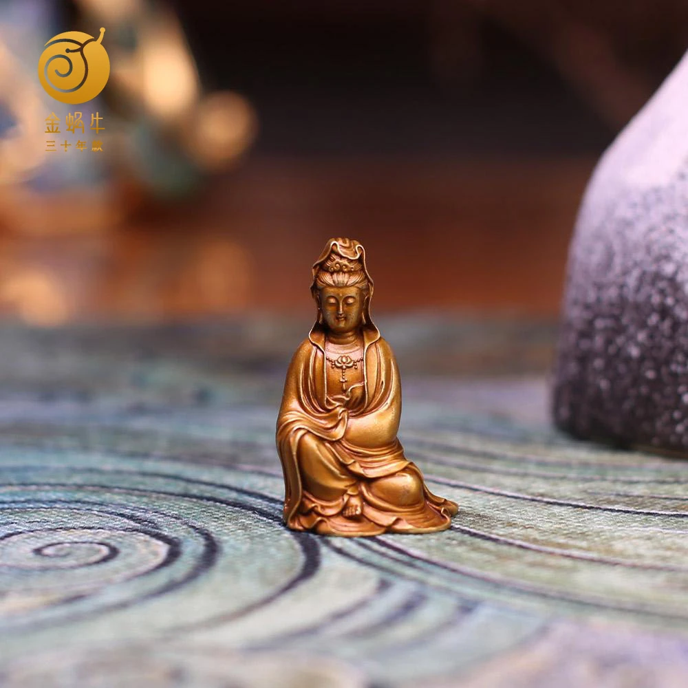 金蜗牛5#石叟观音黄铜办公室书房摆件礼品铜工艺品