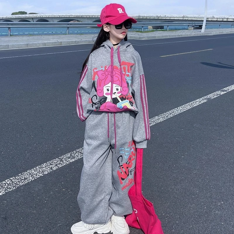 女童春秋卫衣两件套2025新款大童女孩运动休闲裤子洋气时尚儿童装