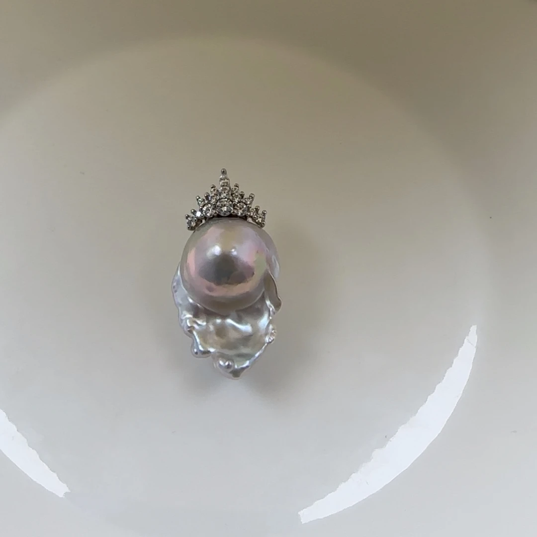 淡水珍珠银S925镶嵌吊坠(不含链)