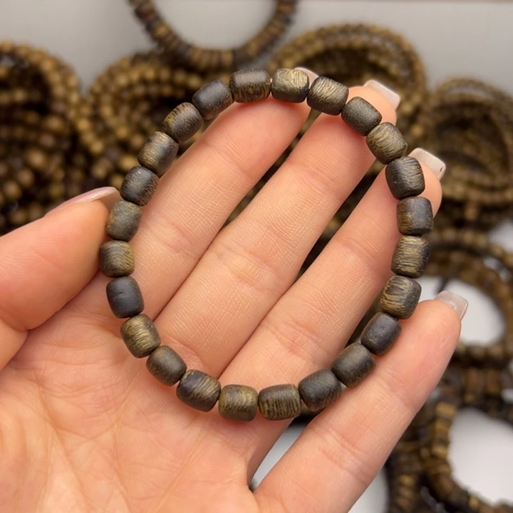 沉香沉香碎屑种植奇楠卡07桶珠单圈