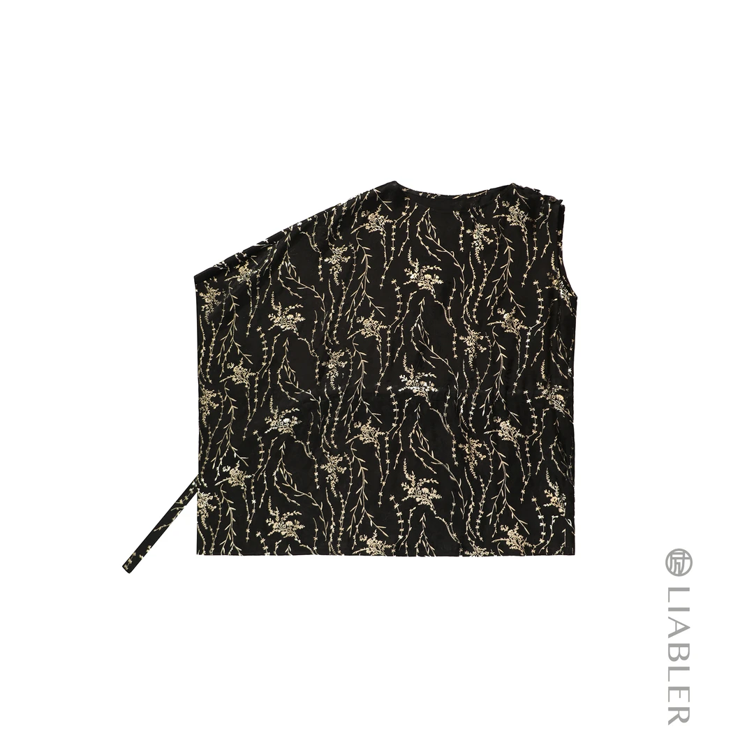 LIABLER/励 X25春夏提花不对称罩衫上衣 LSS25153J