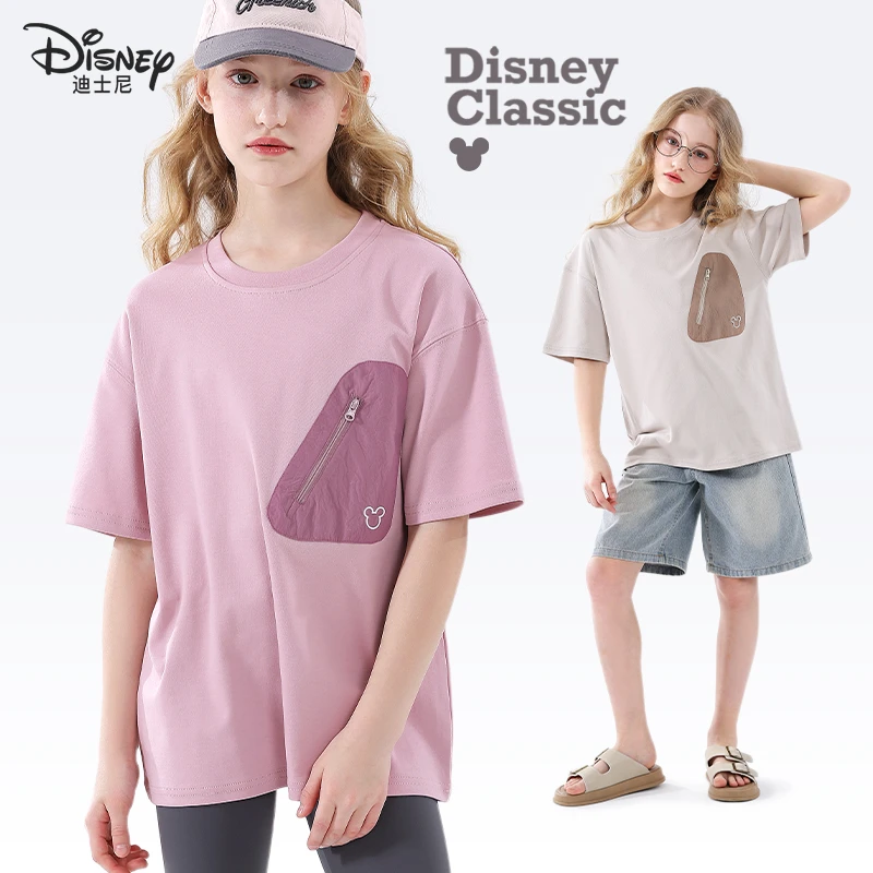 女童短袖T恤夏季新款儿童上衣大童圆领上衣青少年宽松休闲夏装薄