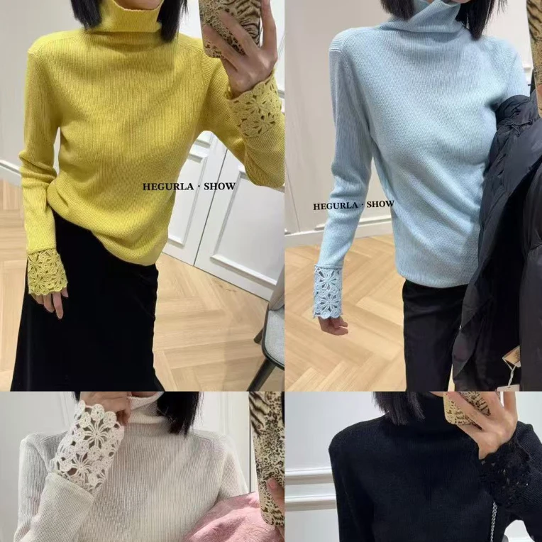 厚款衫半高领常规常规款女士秋冬高领钩花女