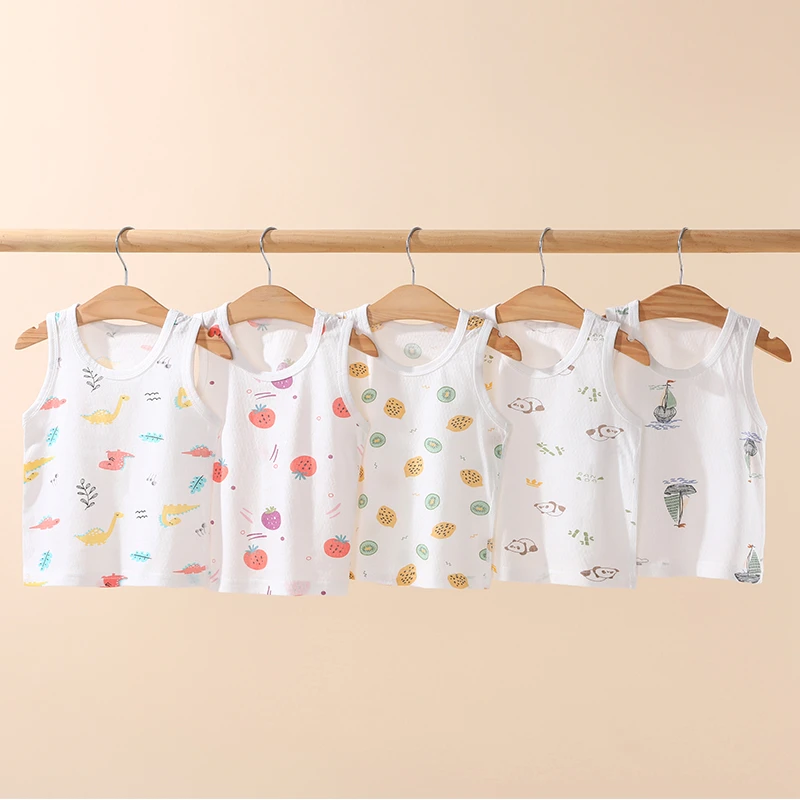 无袖无骨拼接吊带卡通宝宝护肚婴儿夏季内穿薄款男童薄款背心内衣