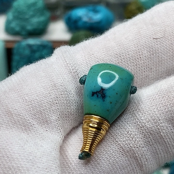 绿松石银S925镶嵌天然原矿 地大质检