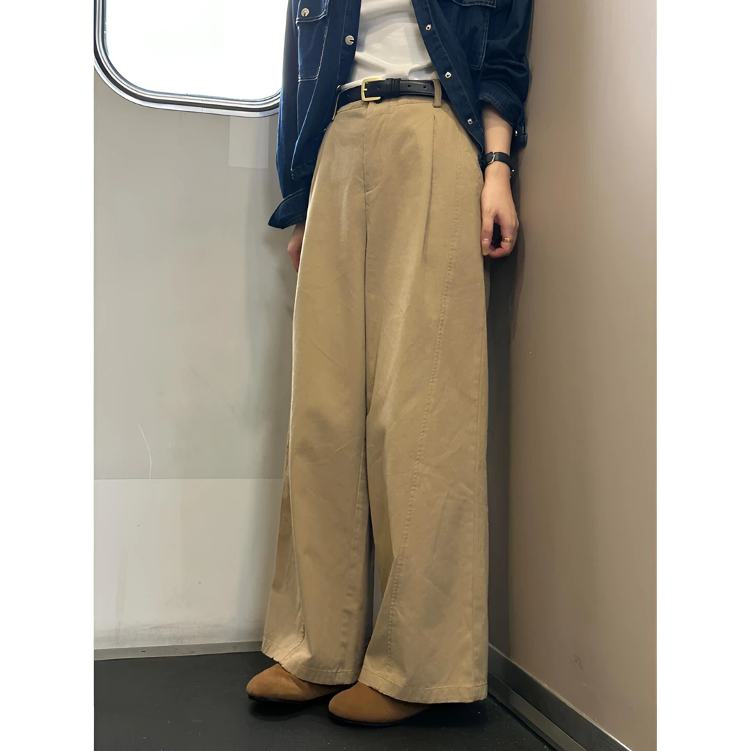 慵懒风百搭阔腿裤女2025秋季垂感休闲直筒裤宽松高腰遮胯显瘦长裤