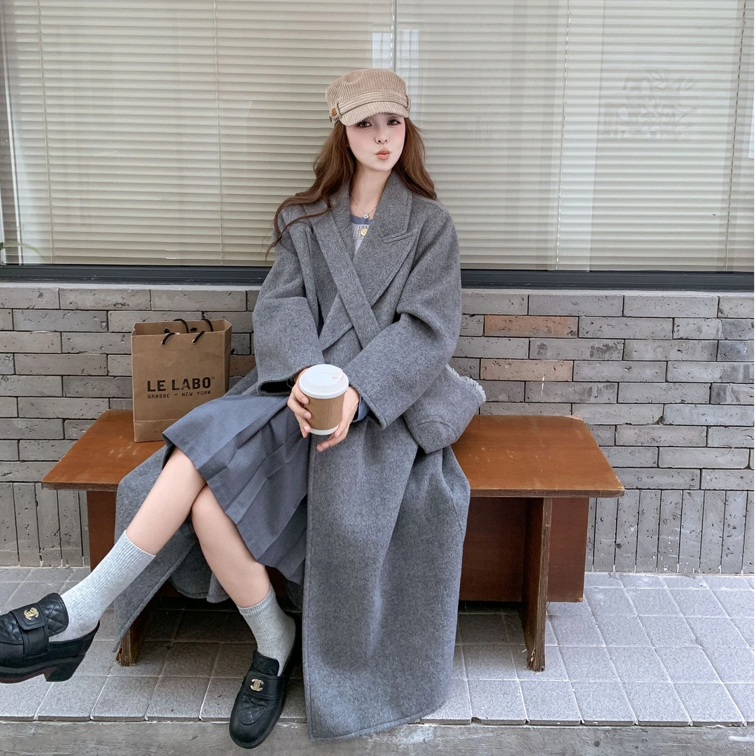 今年流行毛呢外套女秋冬新款宽松中长款呢子大衣女冬季过膝呢大衣