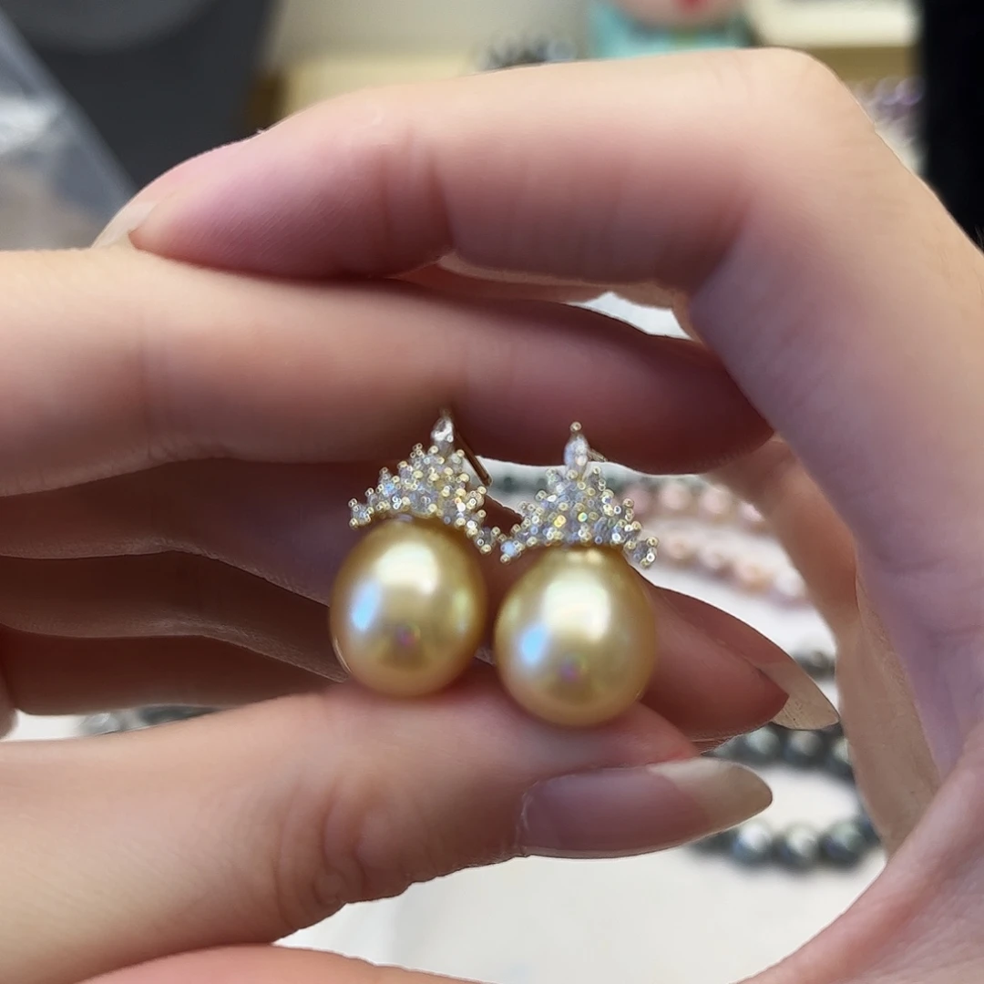 银S925镶嵌海水珍珠耳饰