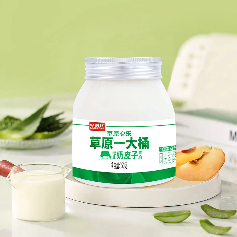 今时代草原一大桶经典奶皮子酸奶发酵低温活菌650g*1罐
