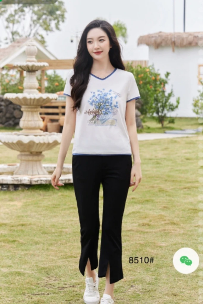 2025夏装重工刺绣短气质圆领T恤打底衫8510