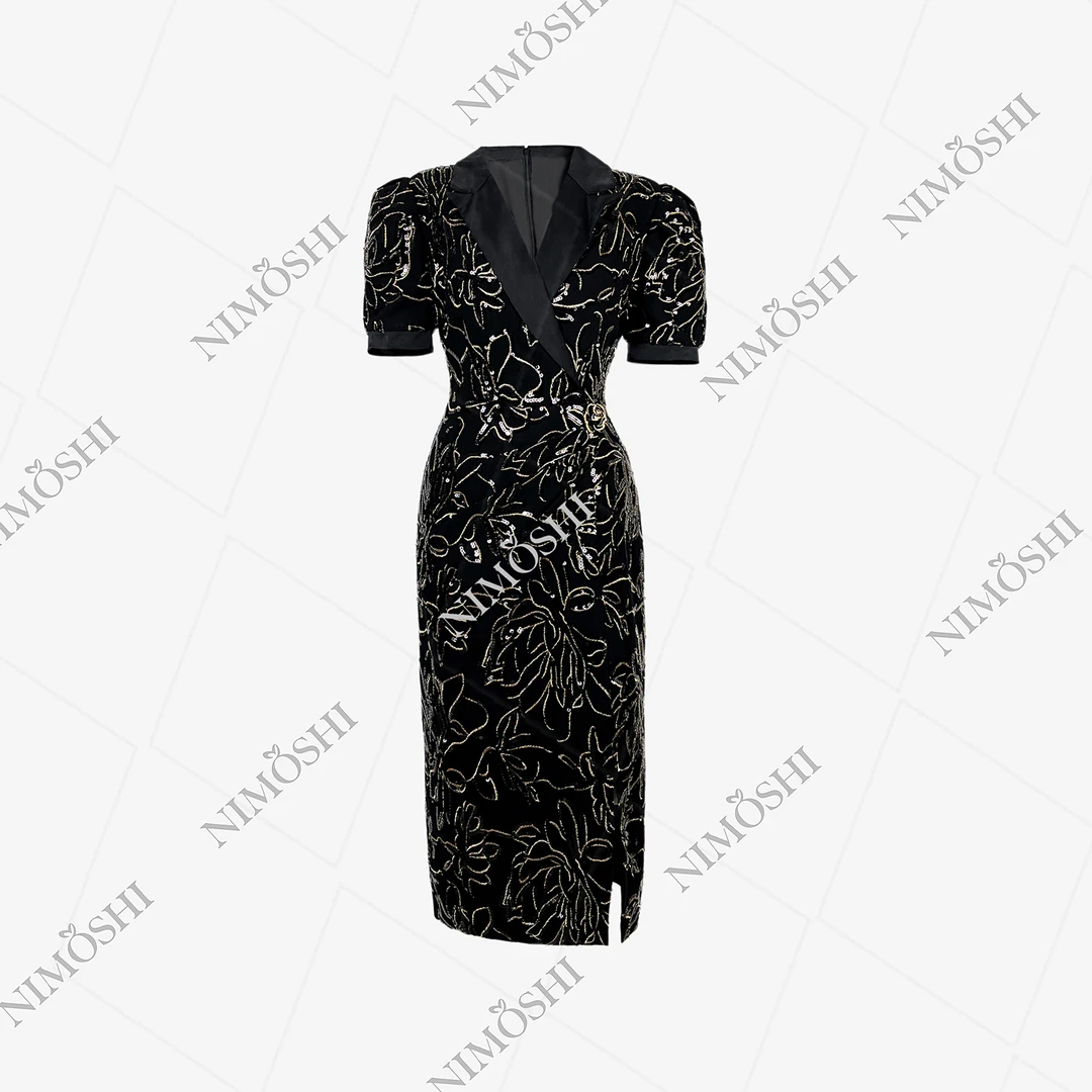 NIMðSHI【芝芝】高端星光闪闪女神范高级感遮肚连衣裙女Q1222