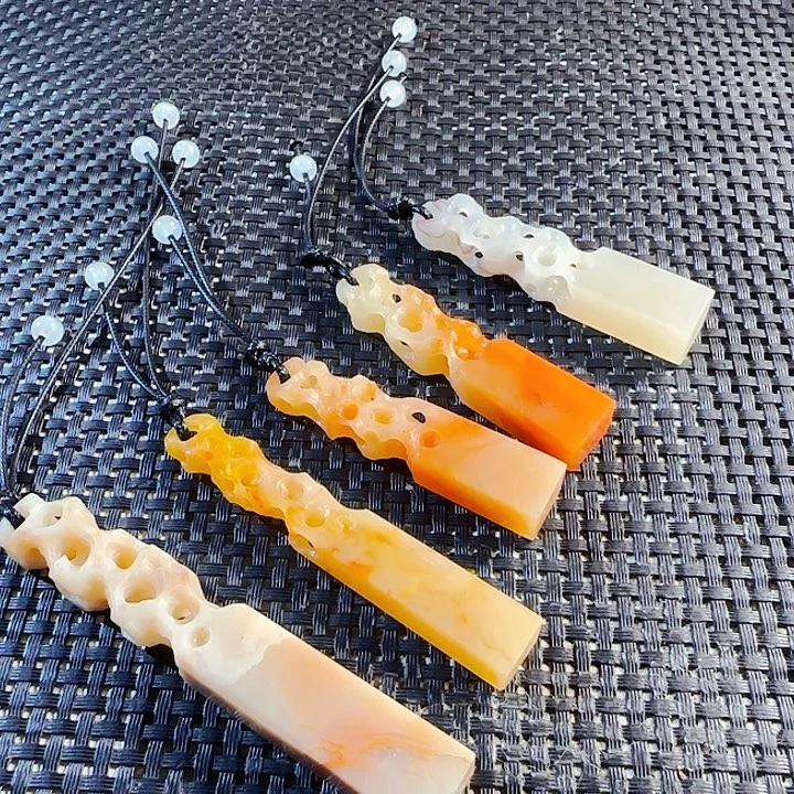 印石青田石老挝石手工雕路路通5个