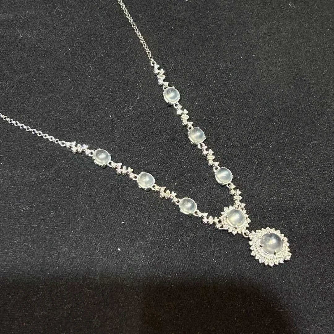 7姐专场/翡翠 玻璃种蛋面项链   LZ0818FC0888