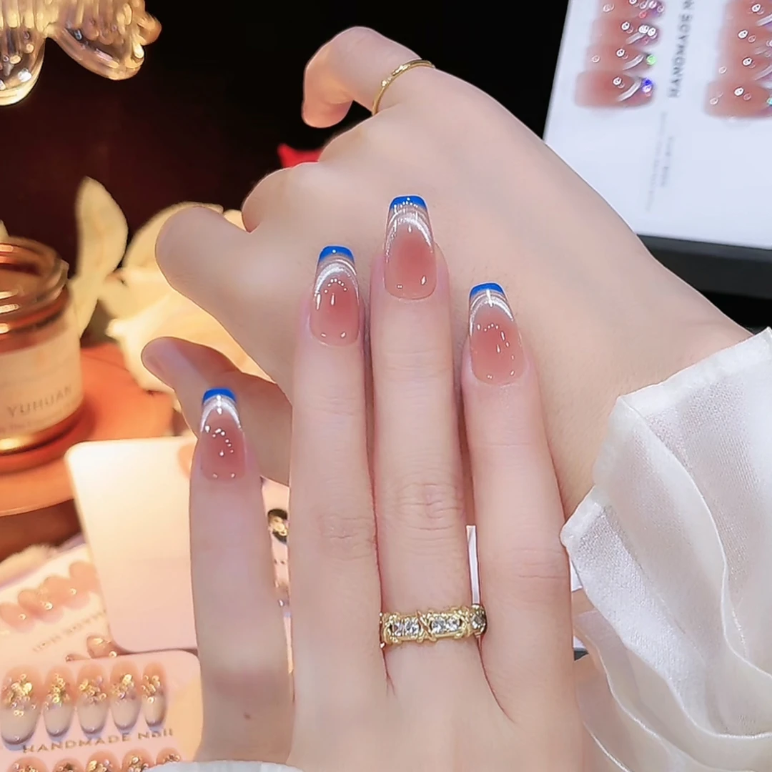 【蓝调】纯手工穿戴甲猫眼显白气质款美甲贴片0908