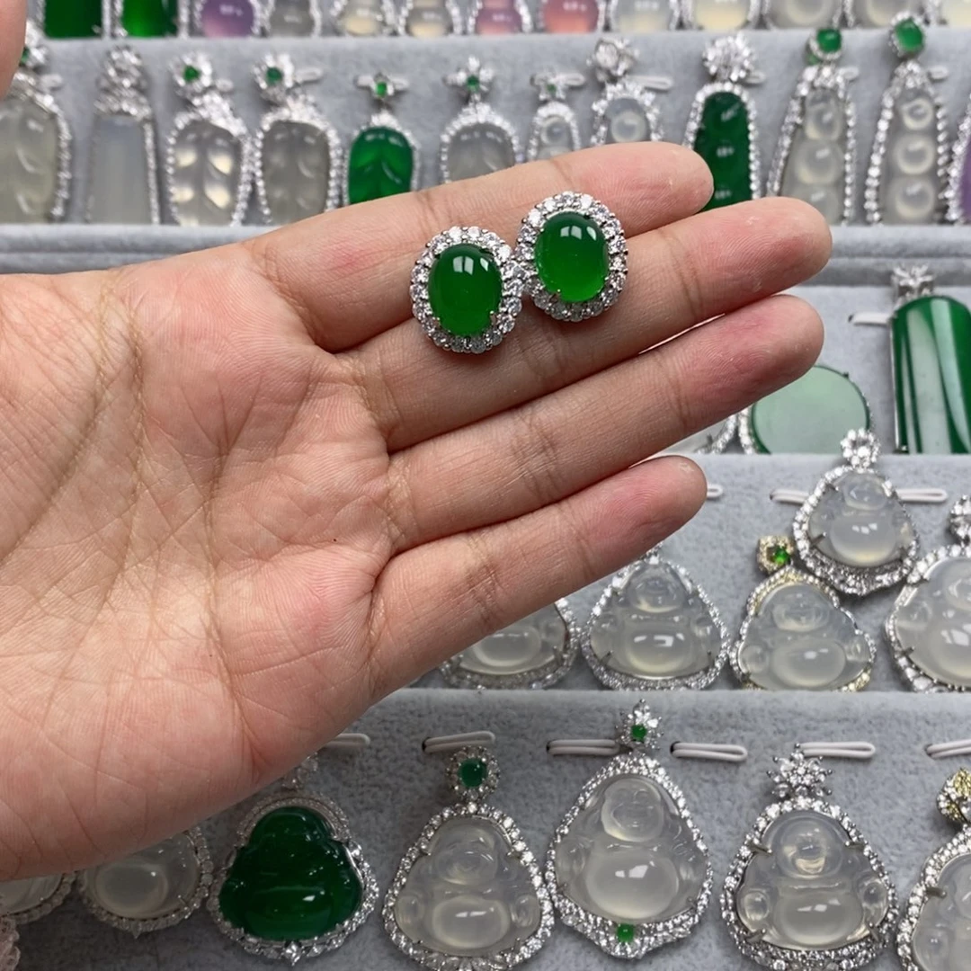 玛瑙/玉髓耳钉合金炸****925银针