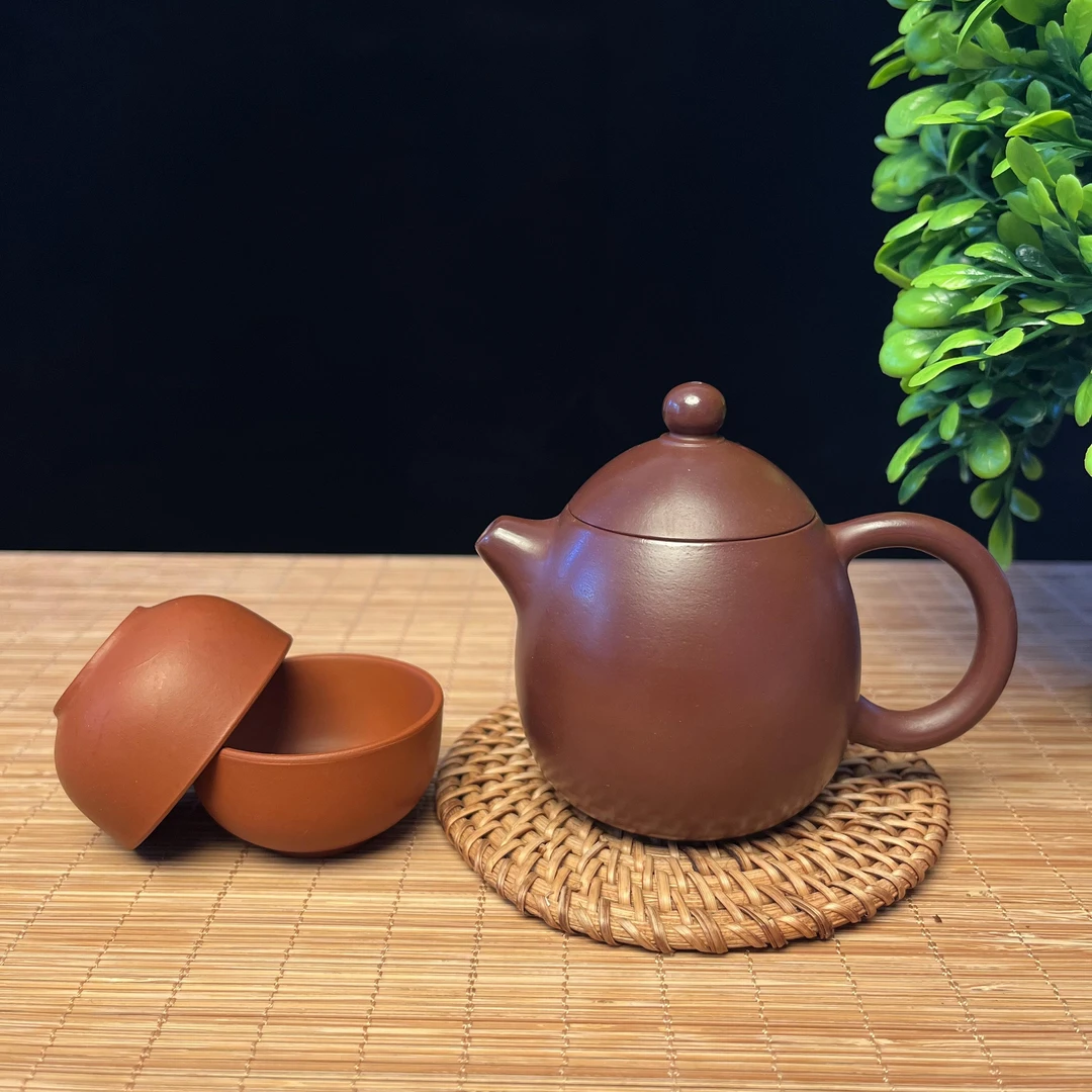 【万壶阁】110ml龙蛋壶潮州紫泥黑金刚纯手工拉胚短嘴小容量茶壶